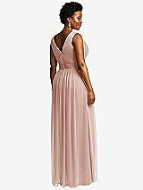 Rear View Thumbnail - Toasted Sugar Sleeveless Draped Chiffon Maxi Dress with Front Slit