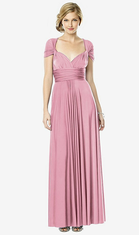 Front View - Sea Pink Twist Wrap Convertible Maxi Dress