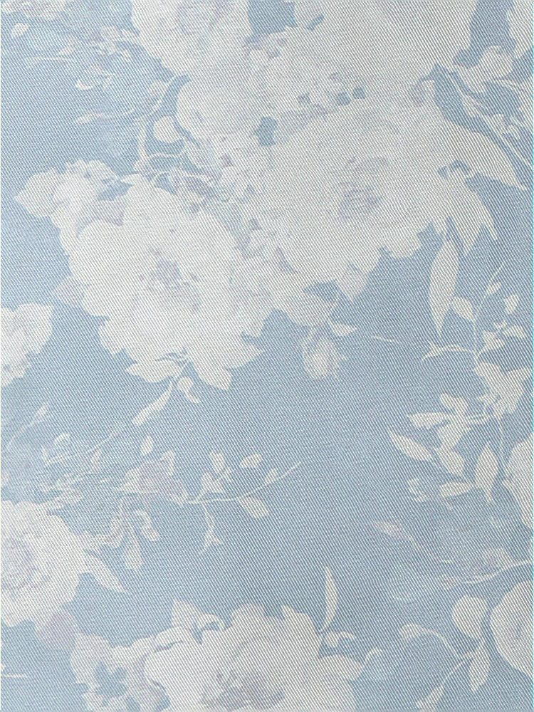 Front View - Porcelain Blue Seraphina Floral Satin Twill Fabric by the Yard