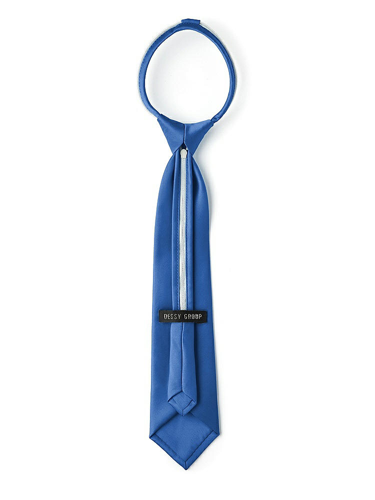 Back View - Lapis Matte Satin Boy's 14" Zip Necktie by After Six