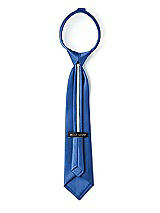 Rear View Thumbnail - Lapis Matte Satin Boy's 14" Zip Necktie by After Six