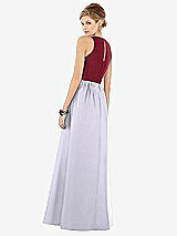 Rear View Thumbnail - Silver Dove & Burgundy Sleeveless Keyhole Back Satin Maxi Dress