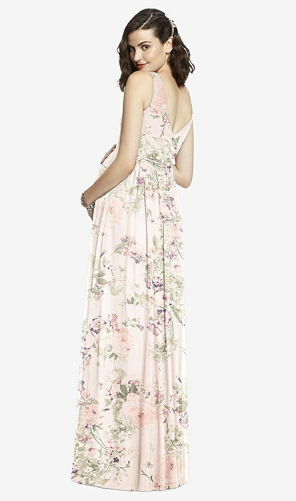 Back View - Blush Garden Sleeveless Notch Maternity Dress