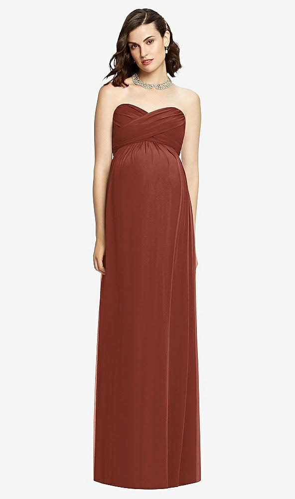 Front View - Auburn Moon Draped Bodice Strapless Maternity Dress