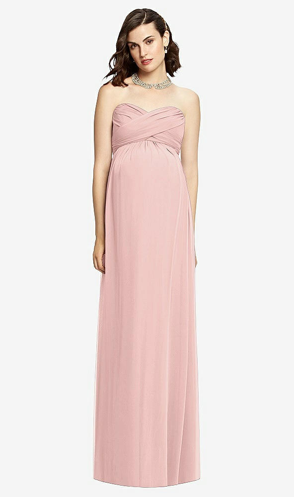 Front View - Rose - PANTONE Rose Quartz Draped Bodice Strapless Maternity Dress