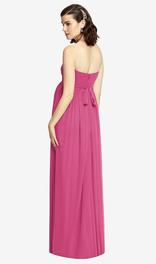 Back View - Tea Rose Draped Bodice Strapless Maternity Dress