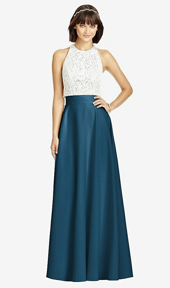 Front View - Atlantic Blue Crepe Maxi Skirt