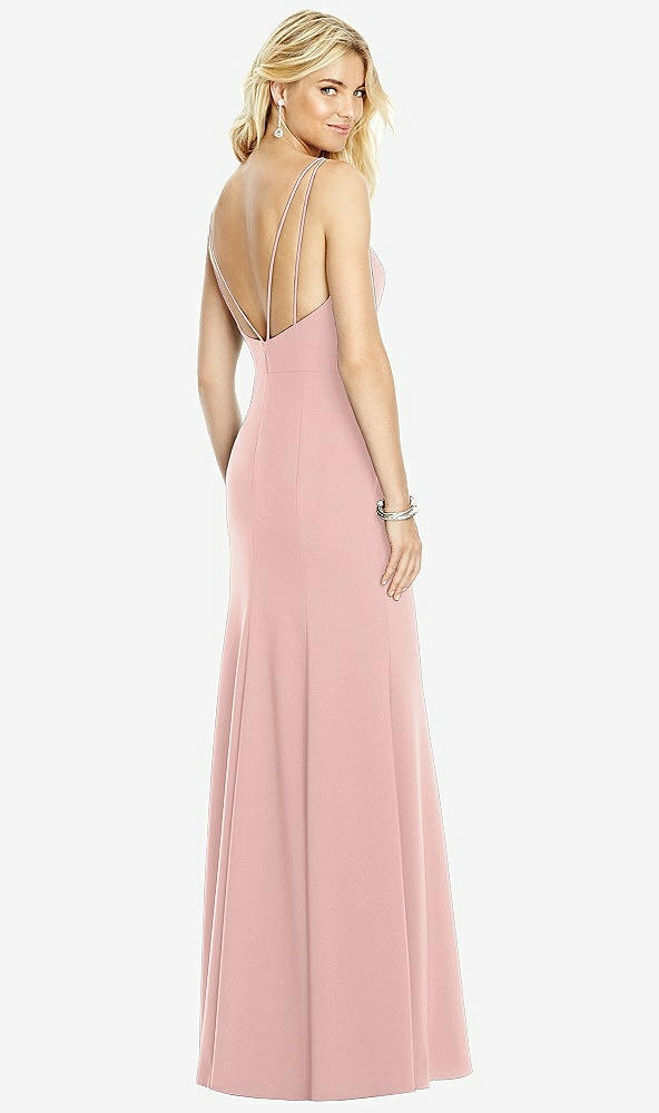 Front View - Rose - PANTONE Rose Quartz Bateau Neck Open-Back Trumpet Gown