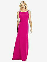 Rear View Thumbnail - Think Pink Bateau Neck Open-Back Trumpet Gown