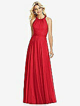 Front View Thumbnail - Parisian Red Cross Strap Open-Back Halter Maxi Dress