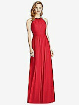 Front View Thumbnail - Parisian Red Cutout Open-Back Shirred Halter Maxi Dress