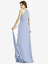 Rear View Thumbnail - Sky Blue Keyhole Halter Chiffon Maxi Dress