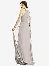 Rear View Thumbnail - Taupe Keyhole Halter Chiffon Maxi Dress