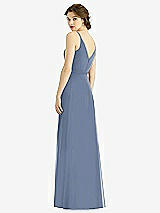 Rear View Thumbnail - Larkspur Blue Draped Wrap Chiffon Maxi Dress with Sash