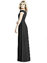 Off the shoulder Pleated Bodice Bridesmaid Dress With Front Slits In Black The Dessy Group