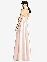 Rear View Thumbnail - Blush V-Neck Full Skirt Satin Maxi Dress