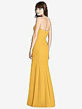 Rear View Thumbnail - NYC Yellow Strapless Crepe Trumpet Gown with Front Slit