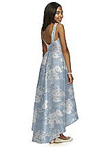 Rear View Thumbnail - Porcelain Blue Seraphina Floral Floral Bateau Neck High-Low Junior Bridesmaid Dress with Pockets