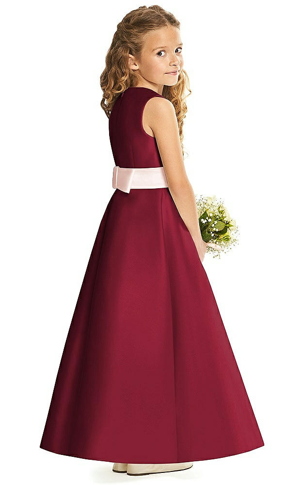 Back View - Burgundy & Blush Flower Girl Dress FL4062