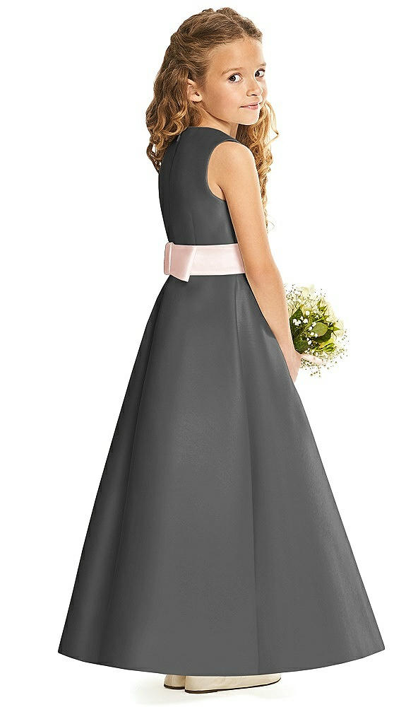 Back View - Gunmetal & Blush Flower Girl Dress FL4062