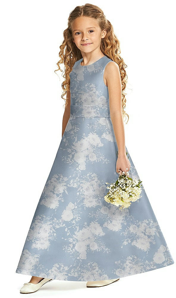 Front View - Porcelain Blue Seraphina Floral Flower Girl Dress FL4062FP