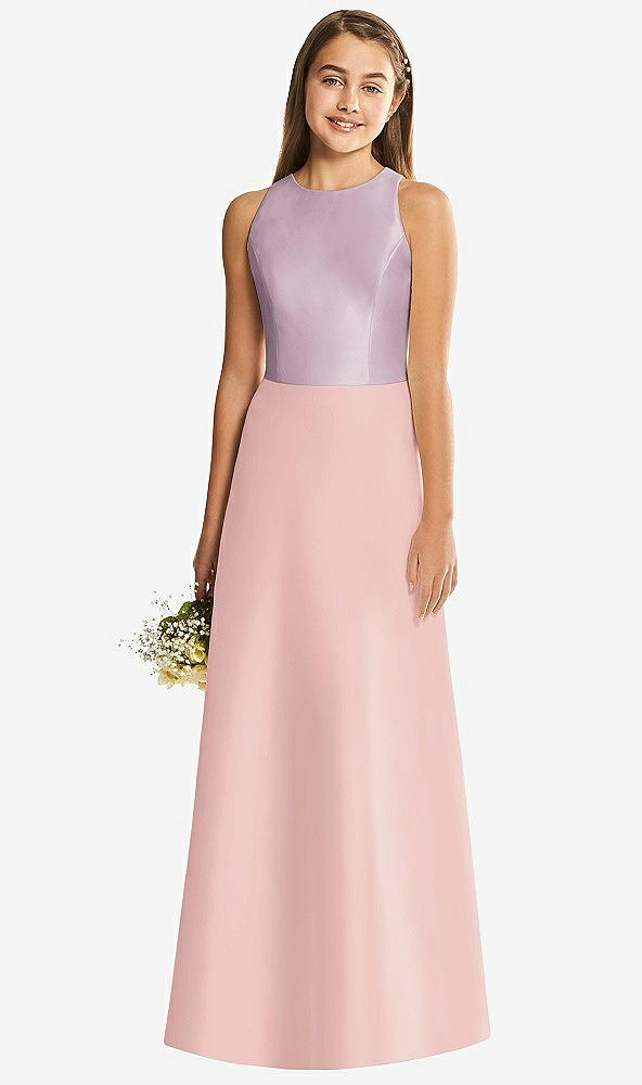 Back View - Rose - PANTONE Rose Quartz & Suede Rose Alfred Sung Junior Bridesmaid Style JR545