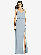 Front View Thumbnail - Mist Blouson Bodice Mermaid Dress with Front Slit