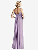 Front View Thumbnail - Pale Purple Shirred Sash Cowl-Back Chiffon Trumpet Gown