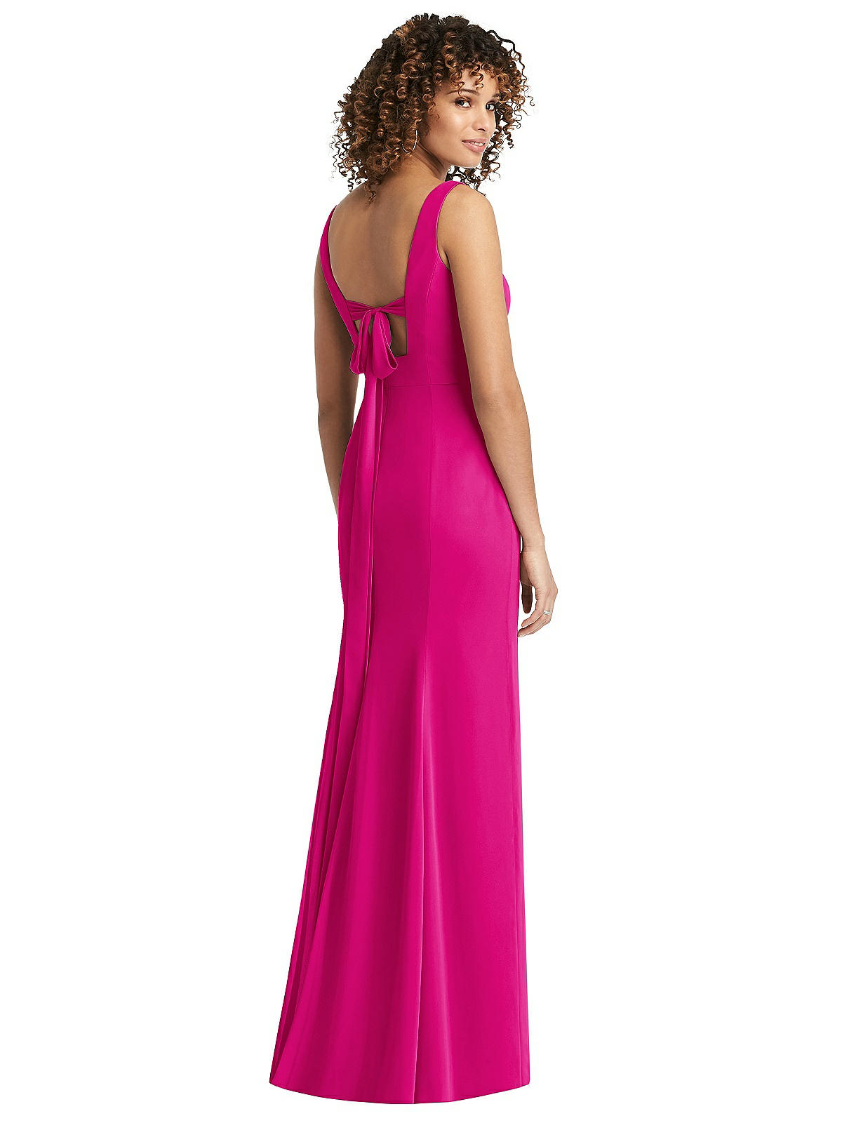 Sleeveless Tie Back Chiffon Trumpet Bridesmaid Dress In Think Pink The Dessy Group