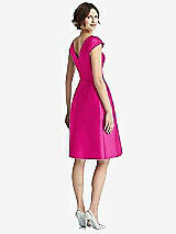 Rear View Thumbnail - Think Pink Cap Sleeve Pleated Cocktail Dress with Pockets