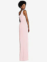 Rear View Thumbnail - Ballet Pink One-Shoulder Chiffon Trumpet Gown