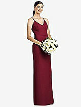 Rear View Thumbnail - Burgundy Draped Blouson Back Chiffon Maxi Dress