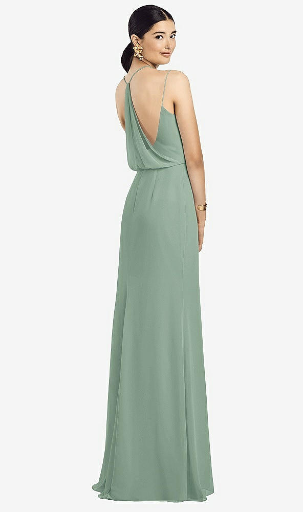 Front View - Seagrass Draped Blouson Back Chiffon Maxi Dress