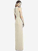 Rear View Thumbnail - Champagne Sleeveless Chiffon Dress with Draped Front Slit