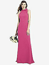 Rear View Thumbnail - Tea Rose Bow-Neck Open-Back Trumpet Gown