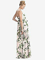 Rear View Thumbnail - Palm Beach Print Strapless Chiffon Shirred Skirt Maternity Dress