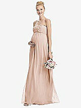 Front View Thumbnail - Cameo Strapless Chiffon Shirred Skirt Maternity Dress