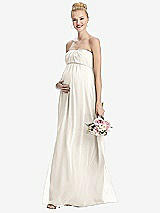 Front View Thumbnail - Ivory Strapless Chiffon Shirred Skirt Maternity Dress