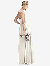 Rear View Thumbnail - Ivory Strapless Chiffon Shirred Skirt Maternity Dress