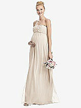 Front View Thumbnail - Oat Strapless Chiffon Shirred Skirt Maternity Dress