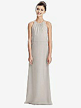 Rear View Thumbnail - Oyster Shirred Jewel Neck Chiffon Juniors Dress