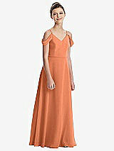 Front View Thumbnail - Sweet Melon Draped Cold Shoulder Chiffon Juniors Dress