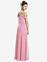 Rear View Thumbnail - Peony Pink Draped Cold Shoulder Chiffon Juniors Dress