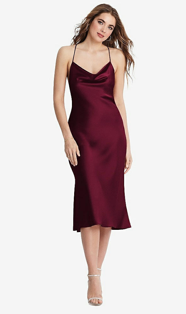 Front View - Cabernet Cowl-Neck Convertible Midi Slip Dress - Piper