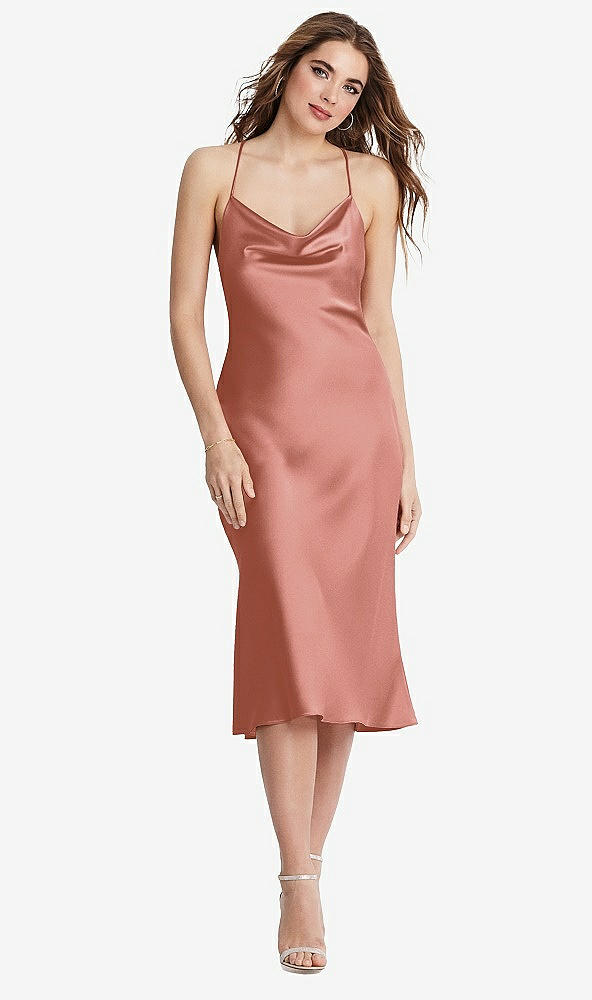 Front View - Desert Rose Cowl-Neck Convertible Midi Slip Dress - Piper