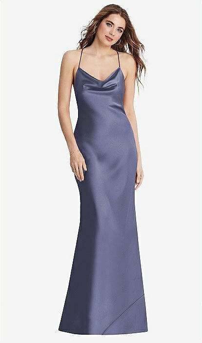 Cowl neck Convertible Maxi Slip Bridesmaid Dress Reese In French Blue The Dessy Group