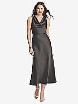 Front View Thumbnail - Caviar Gray Cowl-Neck Midi Tank Dress - Esme