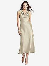 Front View Thumbnail - Champagne Cowl-Neck Midi Tank Dress - Esme