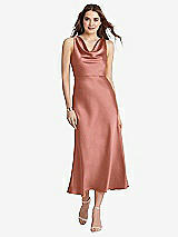 Front View Thumbnail - Desert Rose Cowl-Neck Midi Tank Dress - Esme