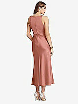 Rear View Thumbnail - Desert Rose Cowl-Neck Midi Tank Dress - Esme